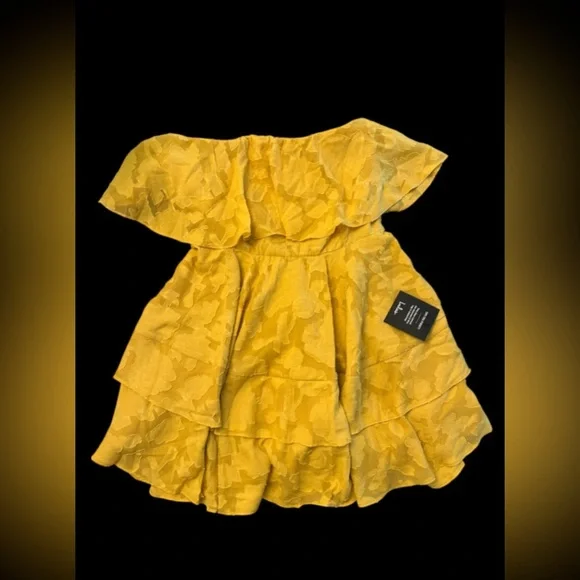 Lulus True Lover Mustard Yellow Burnout Floral Strapless Mini Dress Womens M NWT - Picture 8 of 10